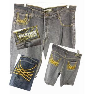 Evolution In Design Shorts Mens 42 Denim Jorts Baggy Y2K Distressed Skate Grunge